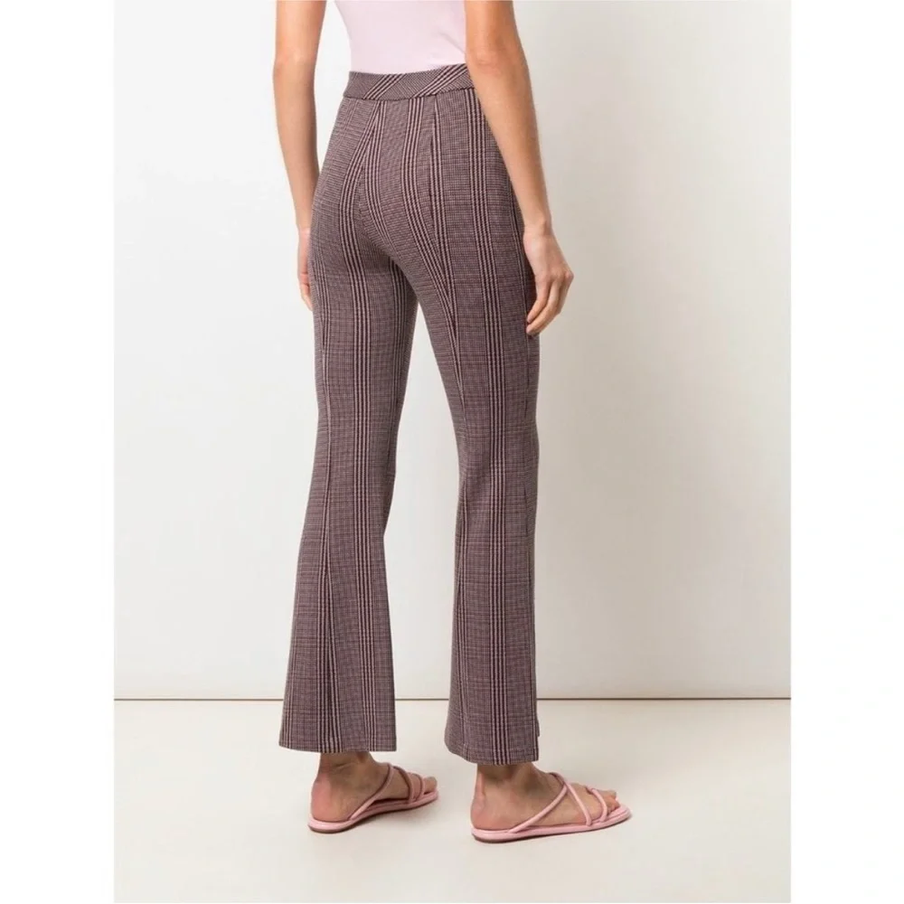 ROSETTA GETTY Pull On Cropped Flare Trousers in Plaid Size XS - Picture 3 of 14